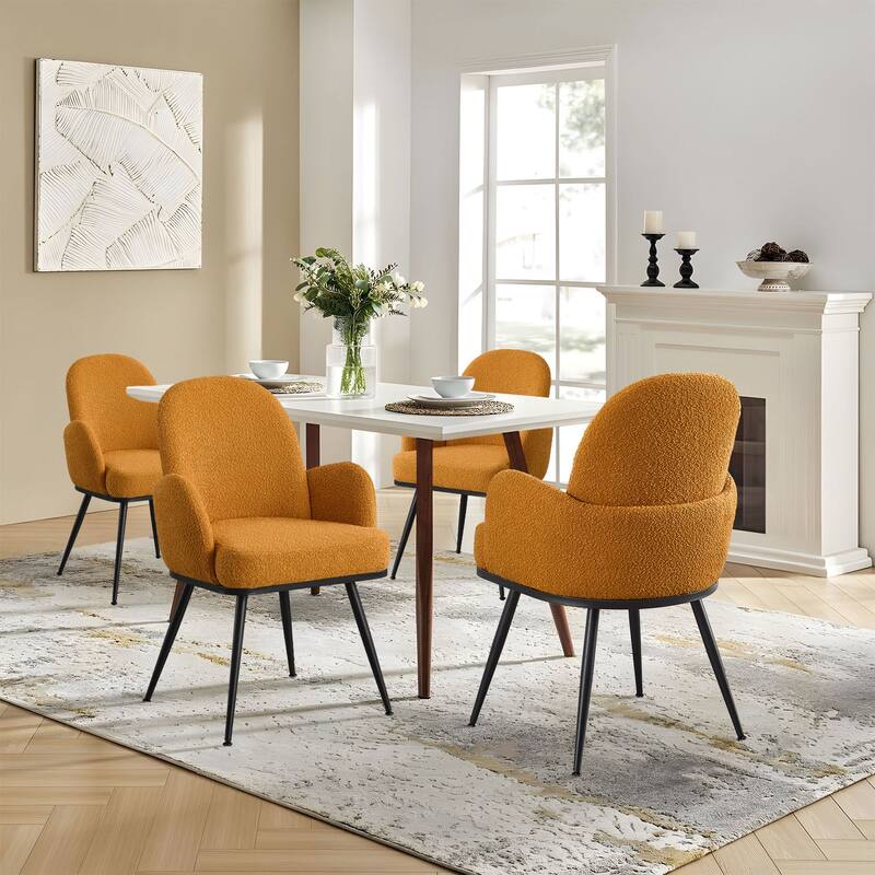Fabric Upholstered Dining Chairs Set of 2/4 with Arms - 34.8"H x 23.2"W x 22.8"D
