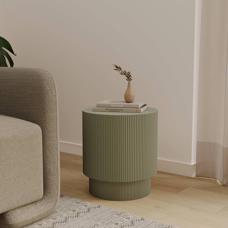 Eden 14-Inch Wide Round Side Table in Fiberstone Accent End Table for Indoor and Outdoor