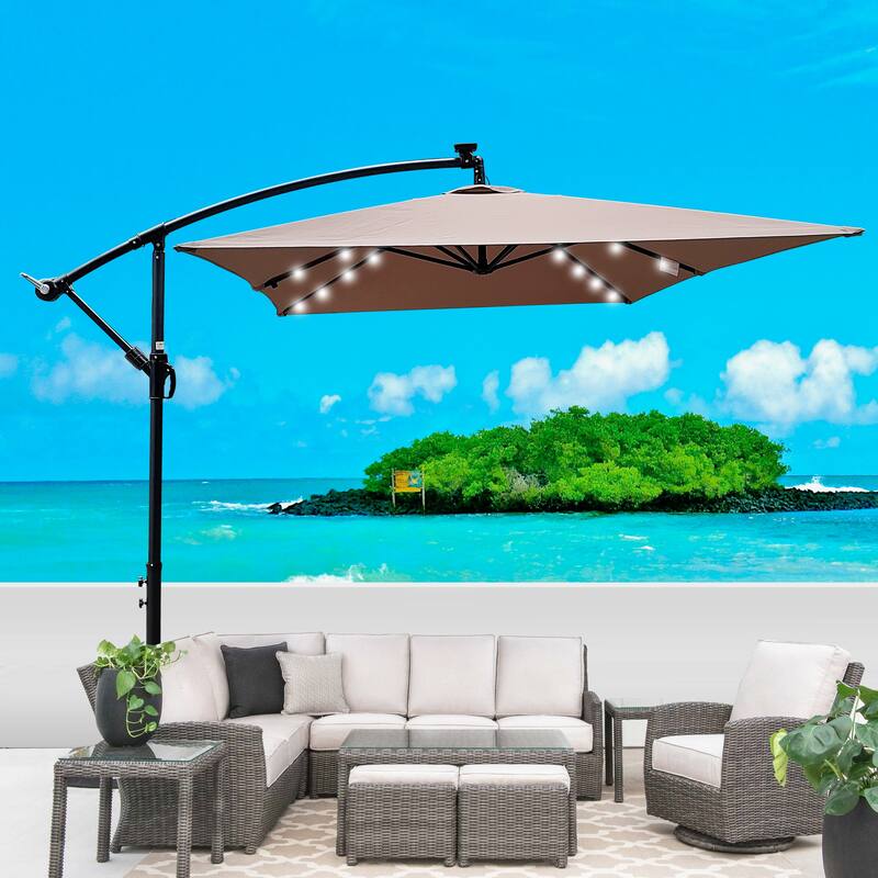 Rectangle 2x3M Outdoor Patio Umbrella Solar Powered LED Lighted - Mushroom