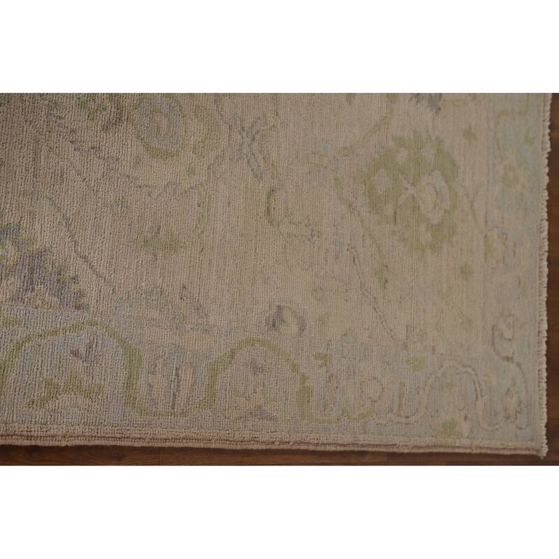 Floral Oushak Turkish Runner Rug Hand-knotted Wool Carpet - 3'1"x 9'10"