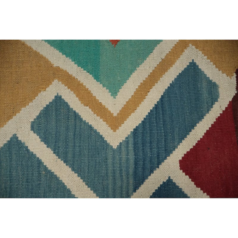Hand Woven Oriental 100% Wool Carpet Southwestern Modern Multi-Colored Kilim Area Rug - 9' 7'' X 8' 1''