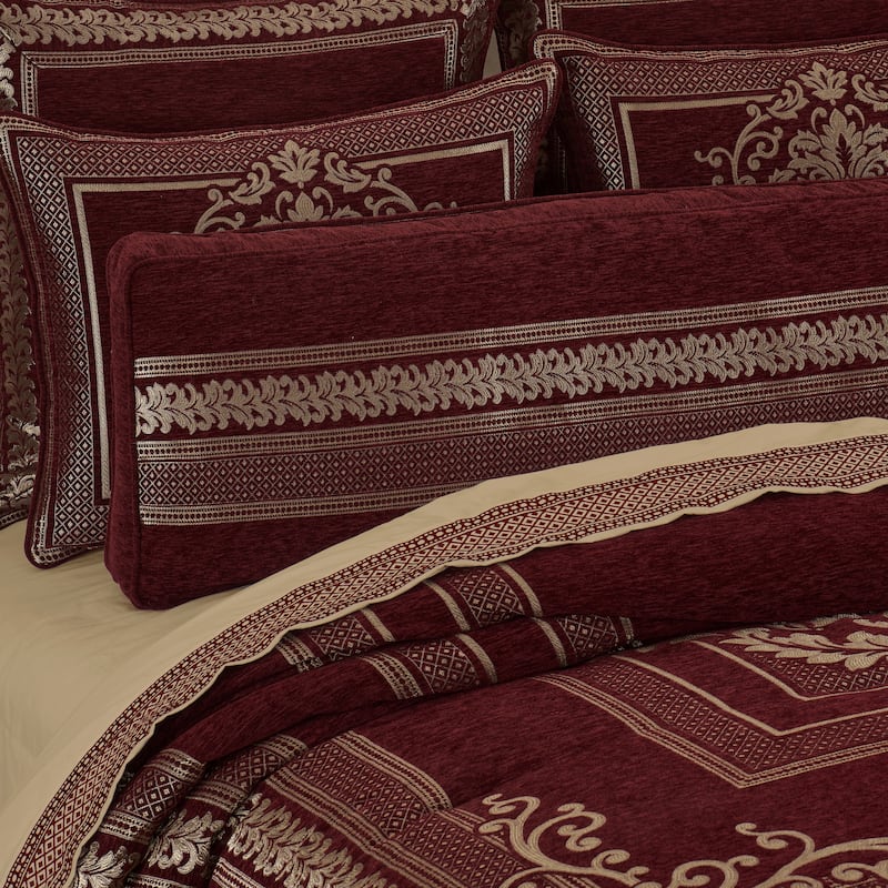 J. Queen New York Laurenza Bolster Decorative Throw Pillow - Accent - Polyester - Crimson