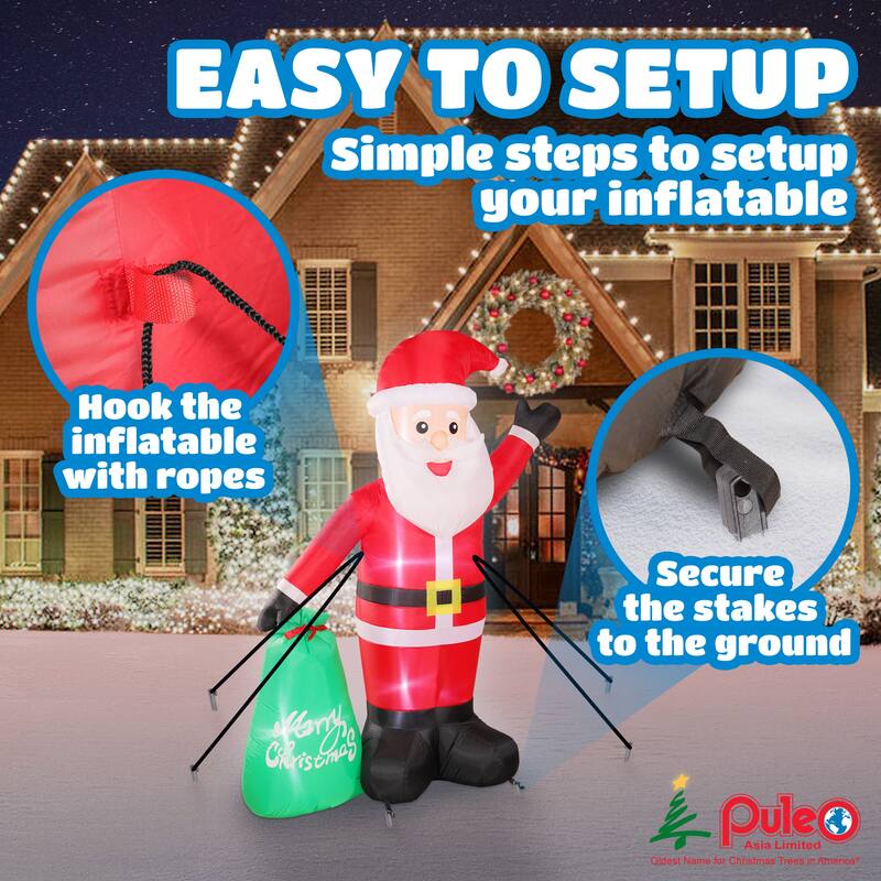 Puleo International 6 ft. Lighted Blow-Up Inflatable Santa Clause
