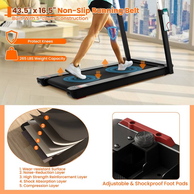 Gymax 3HP Walking Running Jogging Exercise Machine APP Control Folding