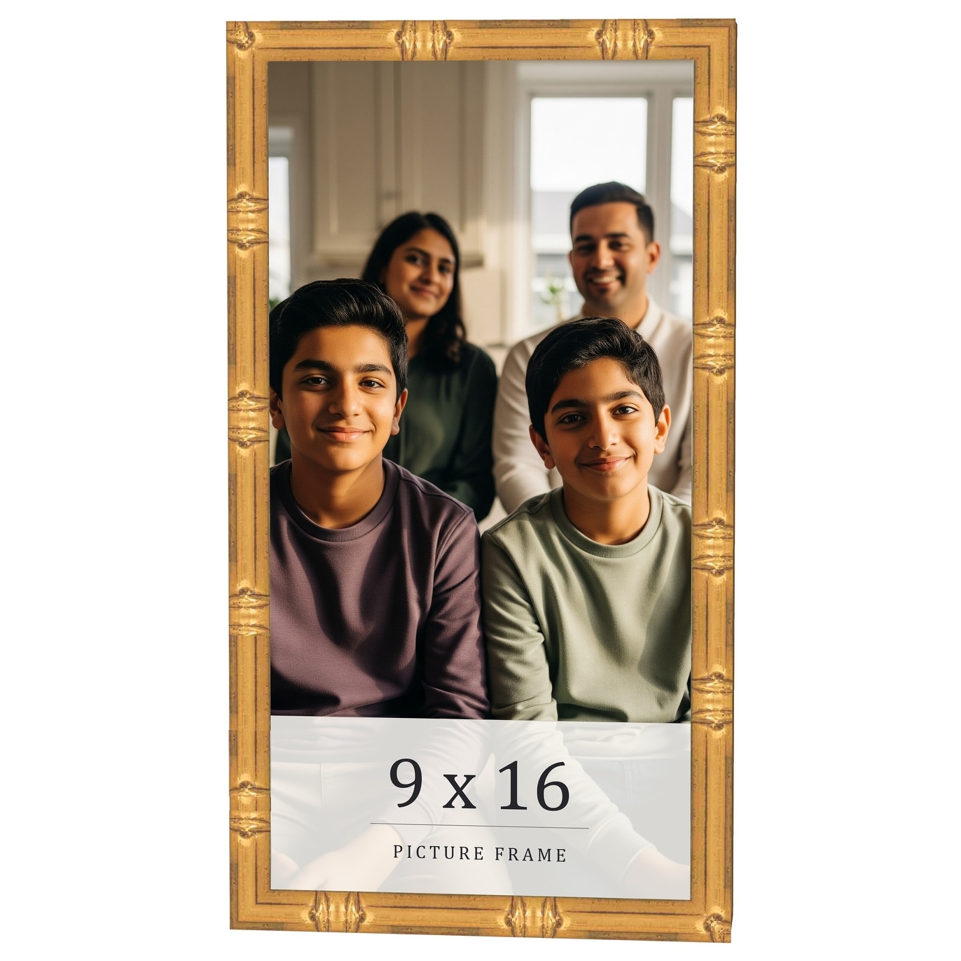9x16 Frame Gold Bamboo Solid Wood Picture Frame | 1 Inch Moulding