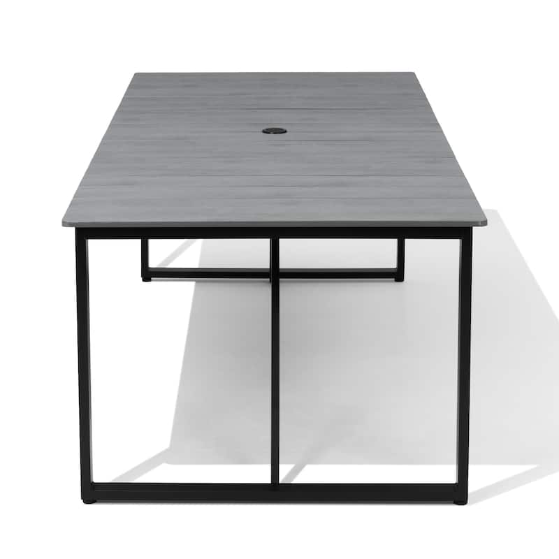 Outdoor Patio Aluminum Dining Table Rectangle with Umbrella Hole
