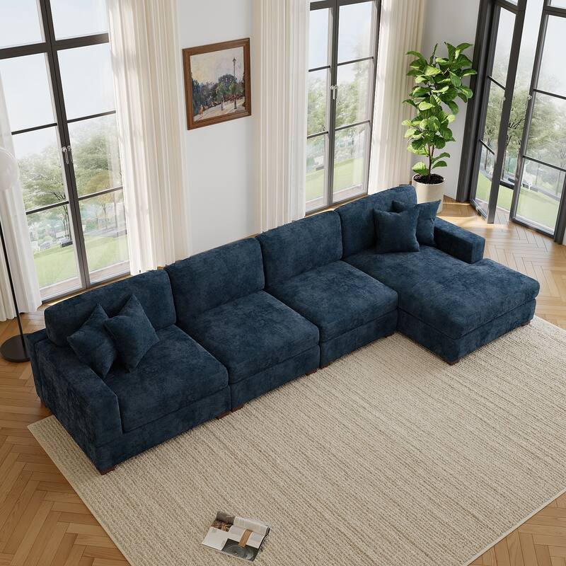 Oversized Modern Chenille L-shape Modular Sectional Sofa with Chaise