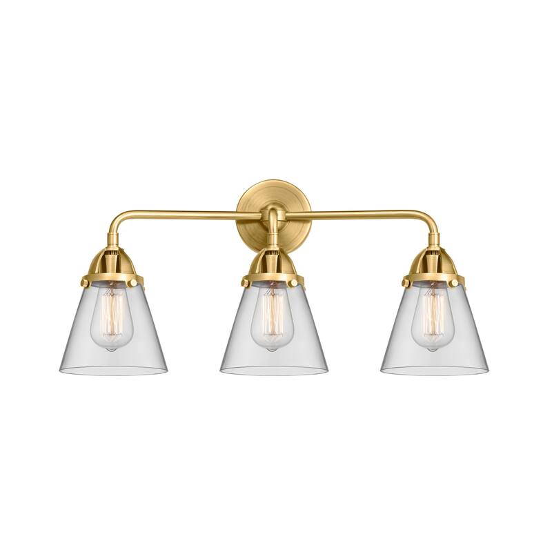 Innovations Lighting 288-3W-10-24 Cone Vanity Cone 3 Light 24" Wide - Satin Gold / Clear