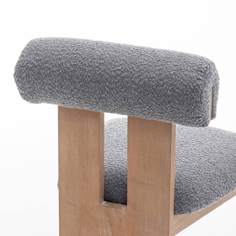 SEYNAR Set of 2 Modern Linen Upholstered Dining Chairs with Bolster Backrest