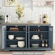 preview thumbnail 17 of 22, 57.4" Farmhouse Storage Sideboard Buffet Cabinet with 4 Glass Doors and Adjustable Shelves