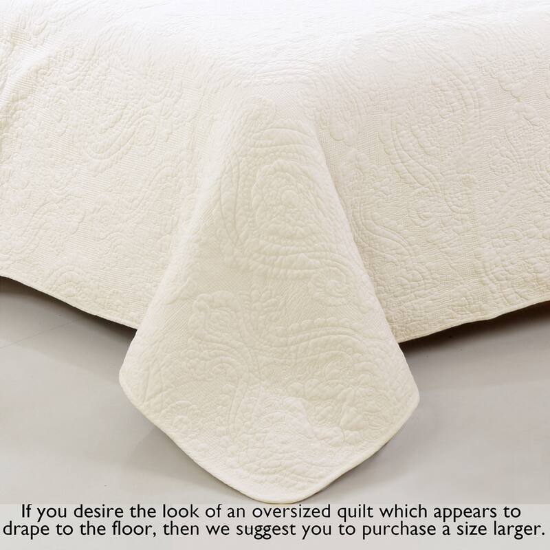 Gracewood Hollow Golding Medallion Cotton Solid (White or Ivory) Quilt Bedding Set