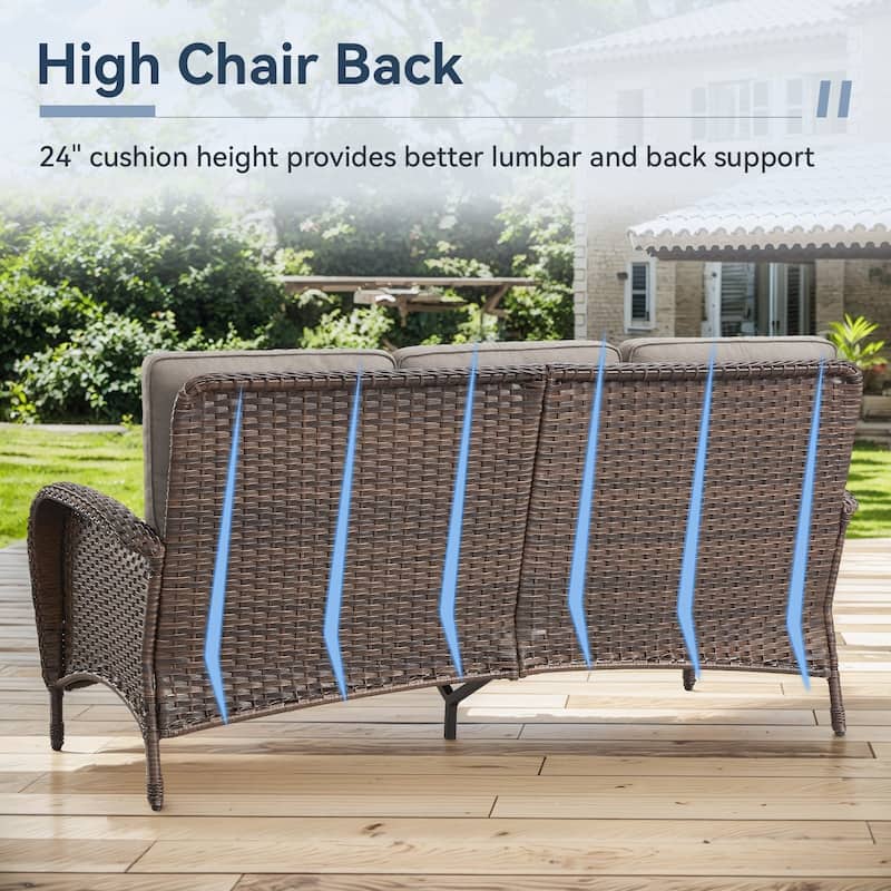 Gymojoy Outdoor Wicker Patio Furniture Sofa & Chair Set - Luxurious Comfort, Weather-Resistant