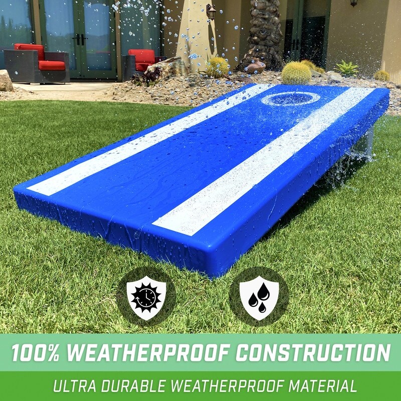 Jeu De Cornhole (lancer De Sacs) GoSports - 2 Planches 1.2x0.6 M, 8 Sacs, étui De Transport - Style Bois, Rouge/bleu