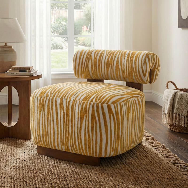 Furniture of America Orynt Modern Zebra Upholstered Accent Chair - Yellow