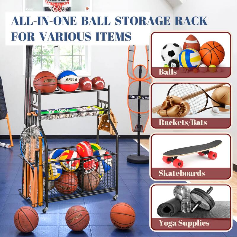 Garage Storage Sports Gear Organizer with Wheels