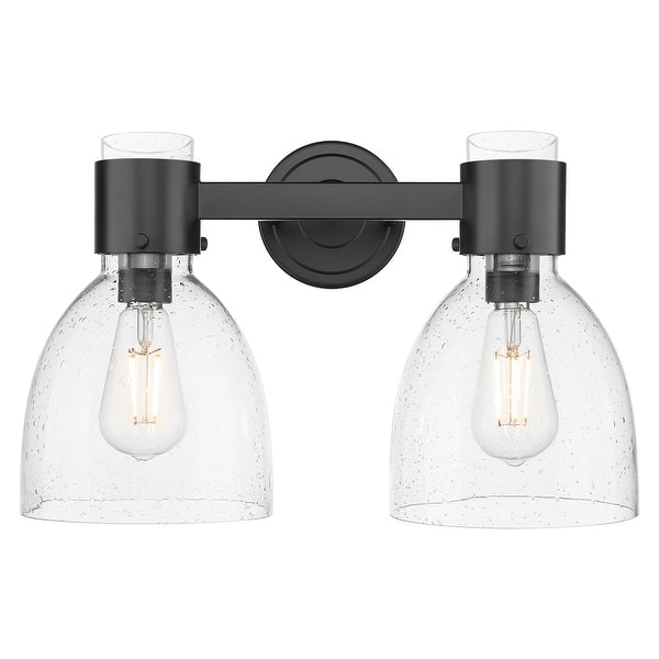 slide 2 of 4, Innovations Lighting Downtown Urban - Lawton Bell - 2 Light 16" Wall-Mounted Bath Vanity Light Matte Black, Seedy