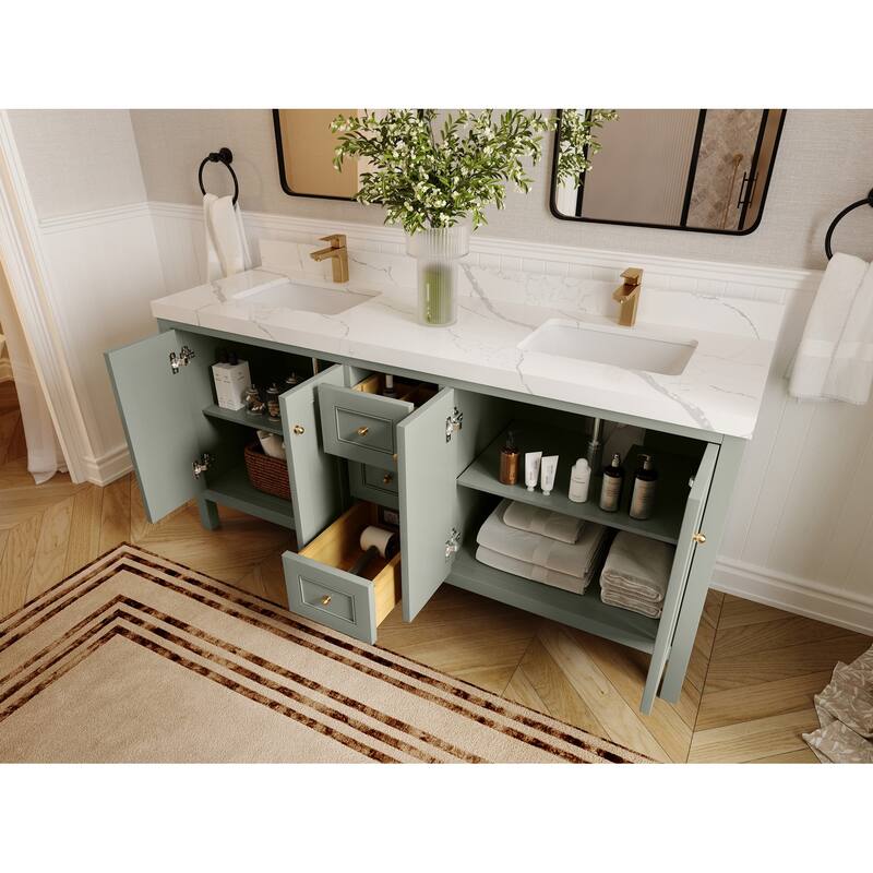 Willow Collections 72 in. W x 22 in. D Nashville Double Bowl Sink Bathroom Vanity with Countertop