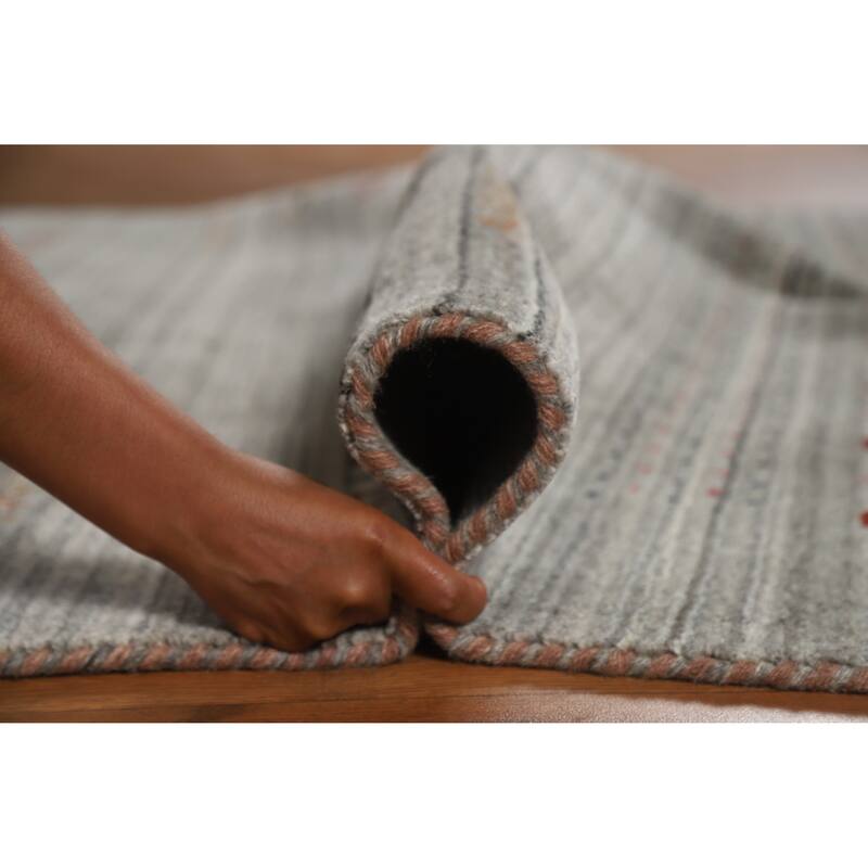 Hand Knotted Oriental 100% Wool Carpet Tribal Animal Pictorial Greys & Charcoal Gabbeh Area Rug - 7' 9'' X 5' 1''