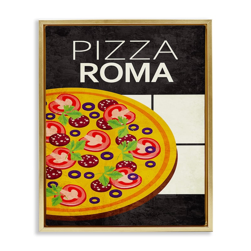 Stupell Pizza Roma Classic Kitchen Framed Floater Canvas Wall Art Design By Kim Allen - 17 x 21 - Gold