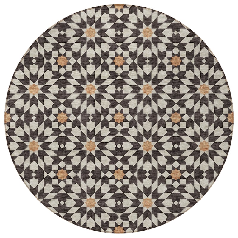 HomeRoots Floral Medallion Transitional Rectangle Outdoor Rug