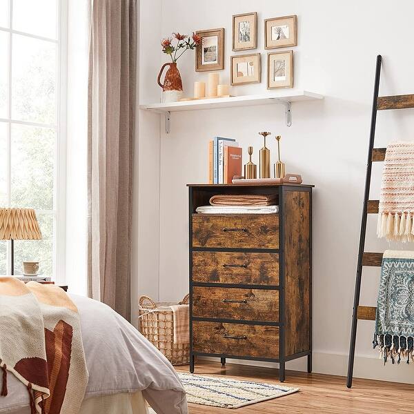 brown small dresser for bedroom Industrial Brown 4-Drawer Small Dresser with Shelf - Bed Bath & Beyond