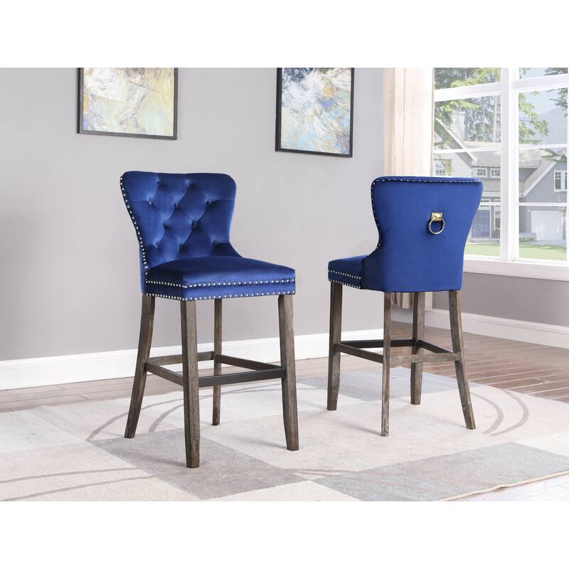 Best Quality Furniture Tufted Velvet/Faux Leather Barstools - N/A