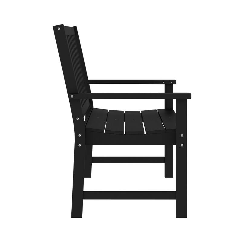 Indoor-Outdoor Recycled HDPE Bench with Contoured Seat and Integrated Arms
