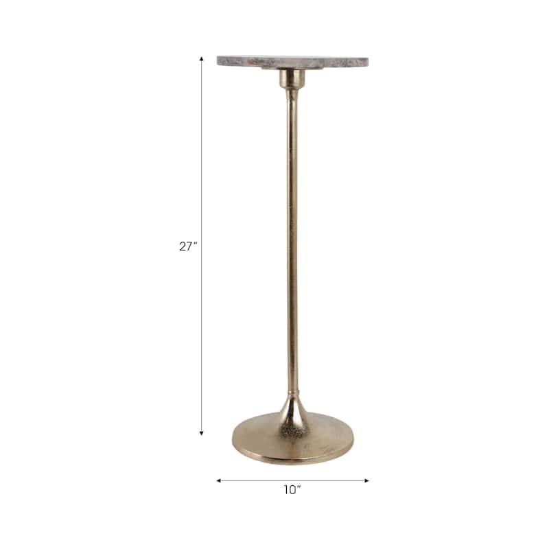 Metal Base Marble Top Modern Glam Accent Table Round Silhouette