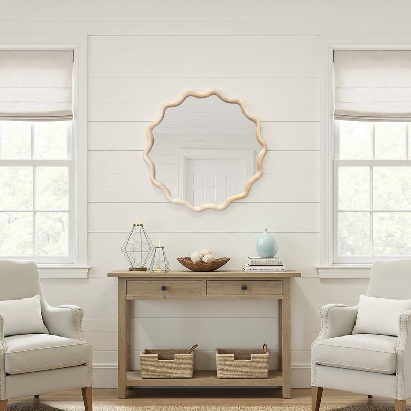 Pine Ripples Round Mirror - 24H x 24W x 1D