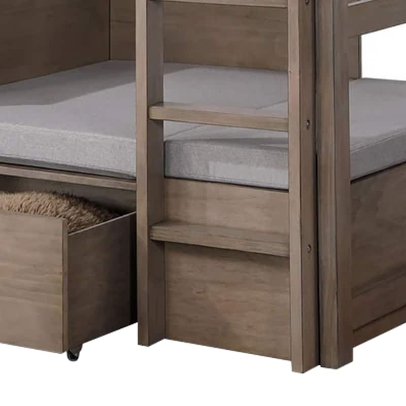 Cally Twin Loft Bed with Workstation Storage and Guardrails, Gray