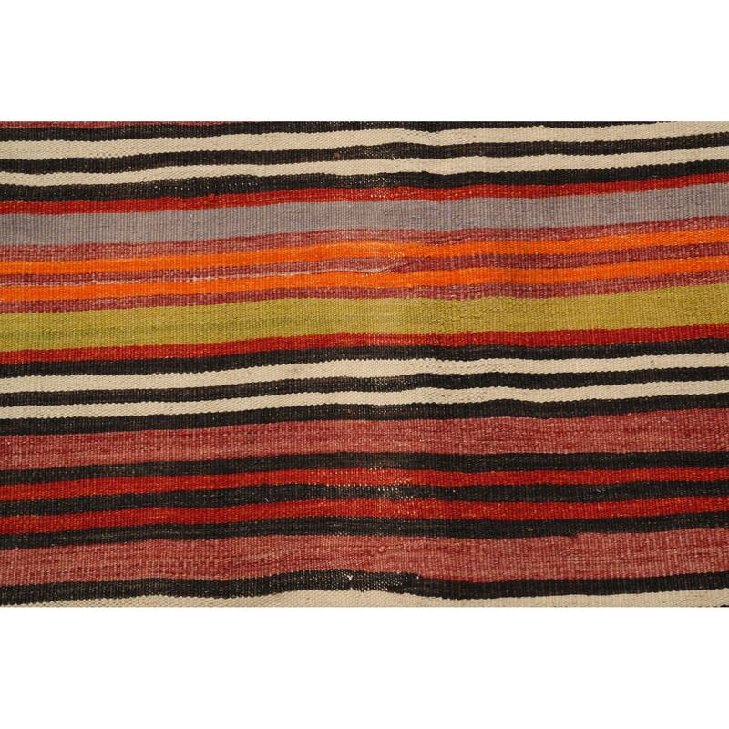 Hand Woven Oriental 100% Wool Carpet Southwestern Geometric Multi-Colored Kilim Area Rug - 8' 7'' X 5' 1''