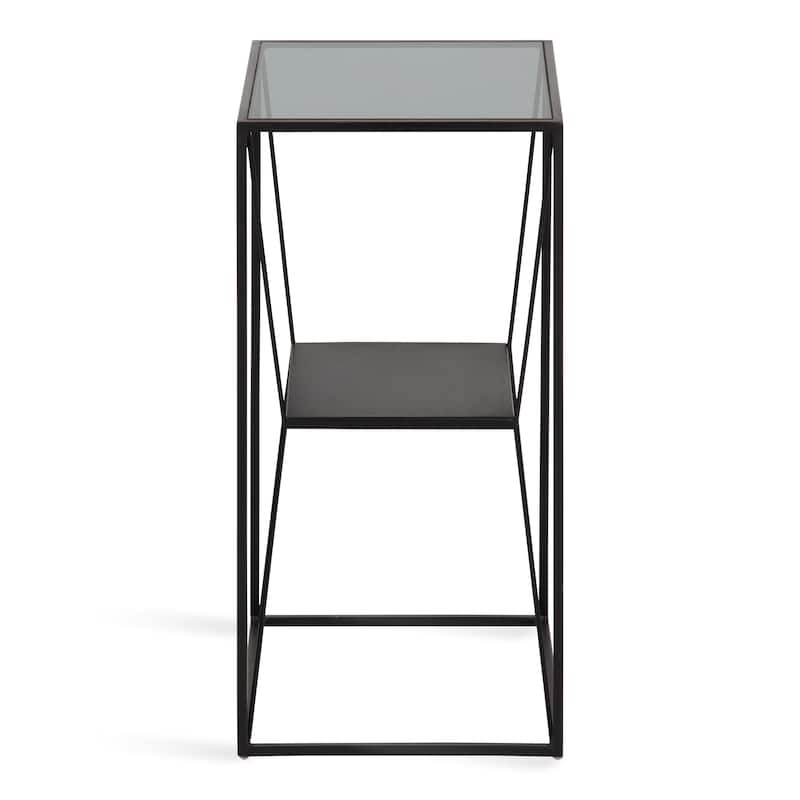 Kate and Laurel Knight Metal Glass Side Table - 12x12x24