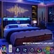 preview thumbnail 69 of 67, Upholstered Bed Frame with Storage Shelving, Platform Beds with Charge Station and LED Lights