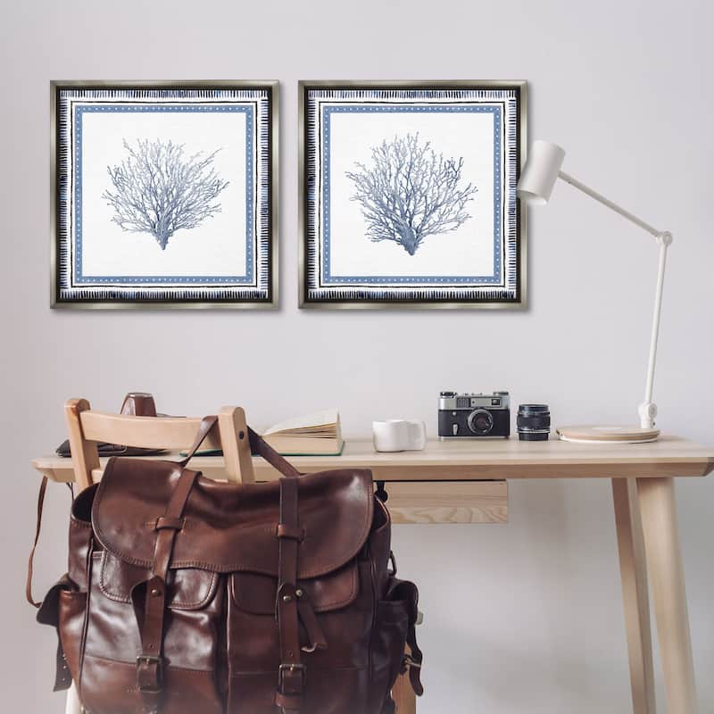 Stupell Maritime Coral Tendrils Framed Floater Canvas Wall Art Design By Lanie Loreth (Set of 2)
