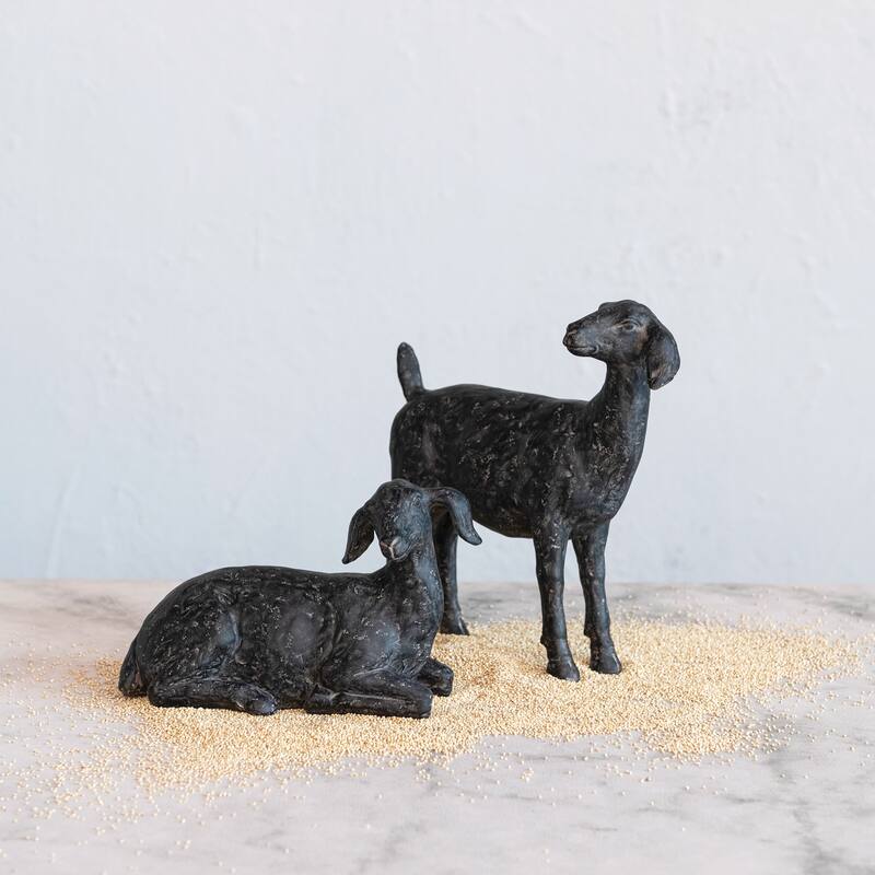Resin Goat Accent Decor with Cast Iron Finish