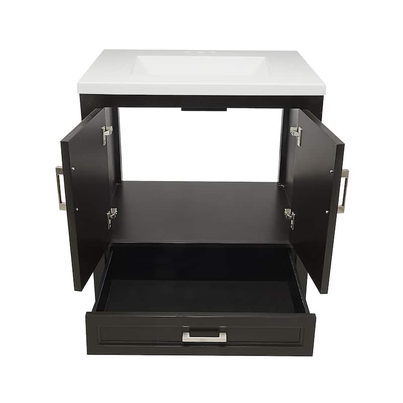 Nevado 37" Bathroom Vanity with Cultured Marble Vanity Top Sink in White with White Basin