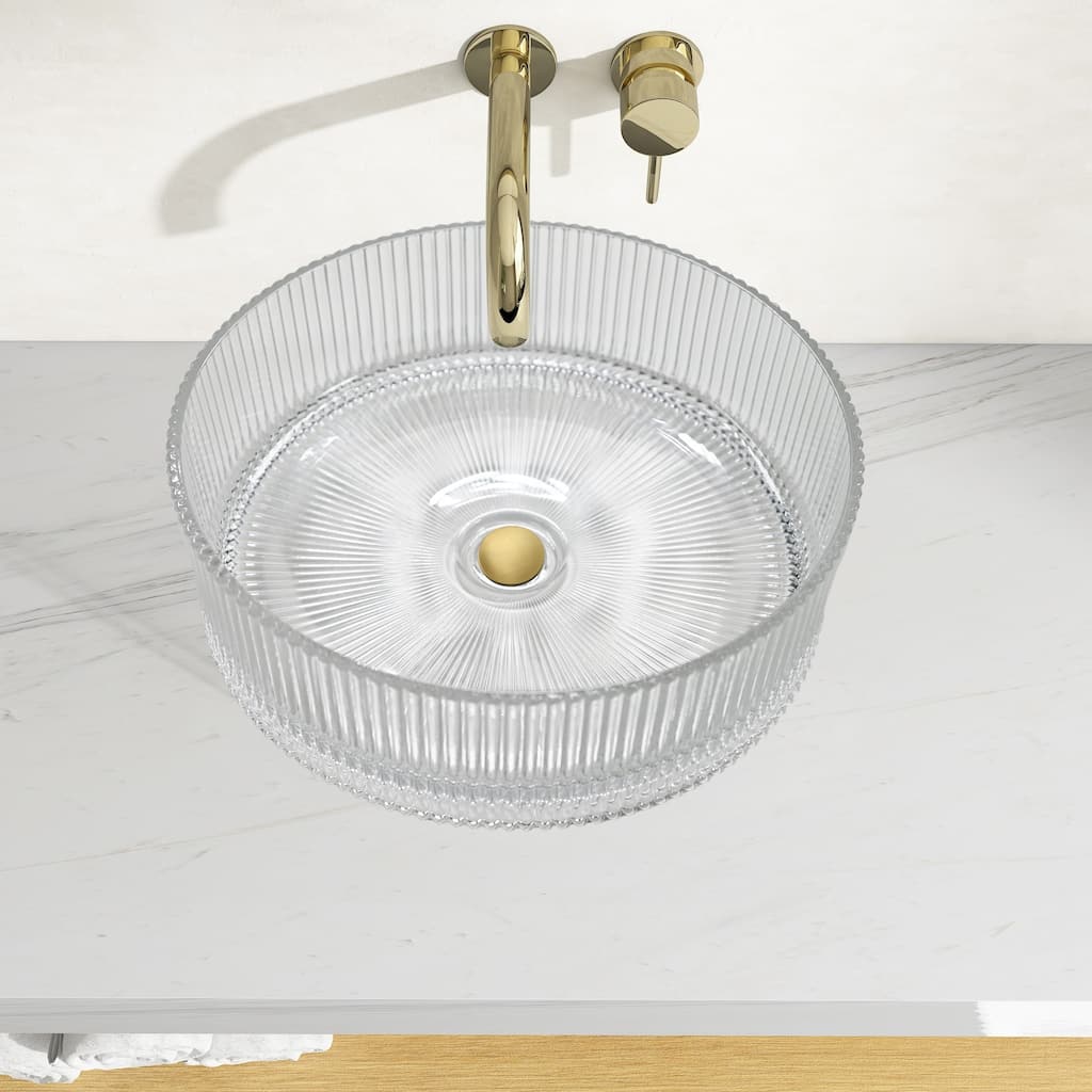Cowrie Tempered Glass Circular Vessel Bathroom Sink