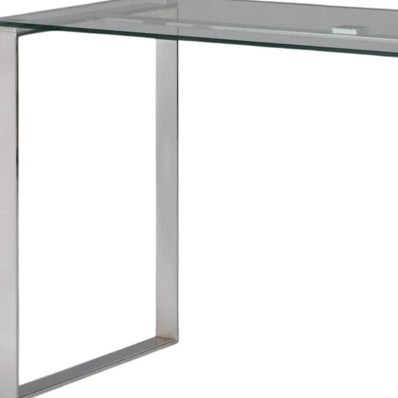 HomeRoots 47" Clear and Silver Glass and Metal Computer Desk