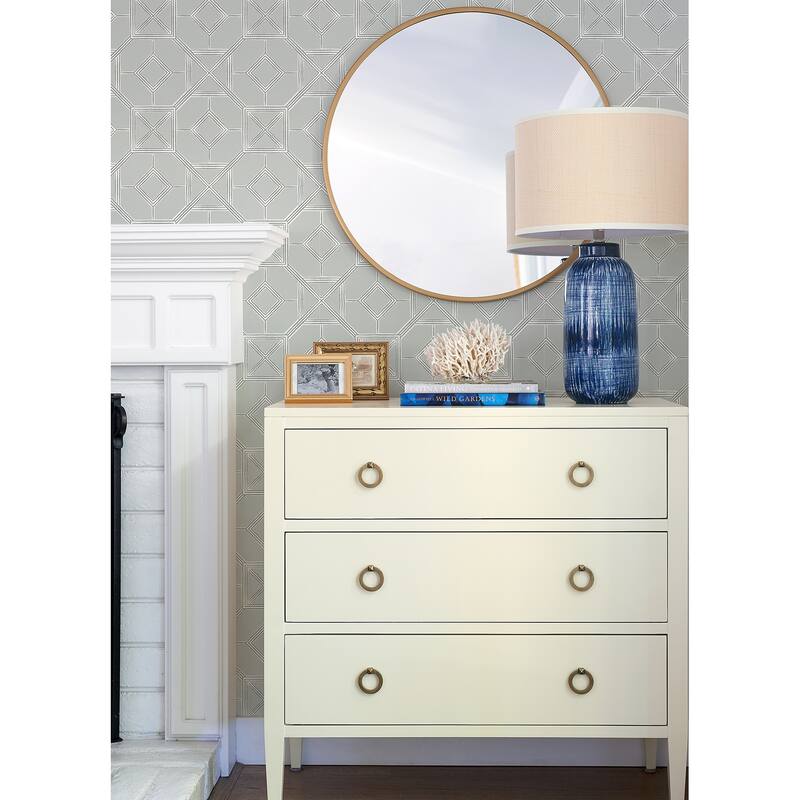 A-Street Prints Livia Grey Trellis Wallpaper