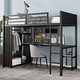 preview thumbnail 2 of 4, Twin XL Size Metal Loft Bed with Built-in Wardrobe, Desk and Storage Shelves