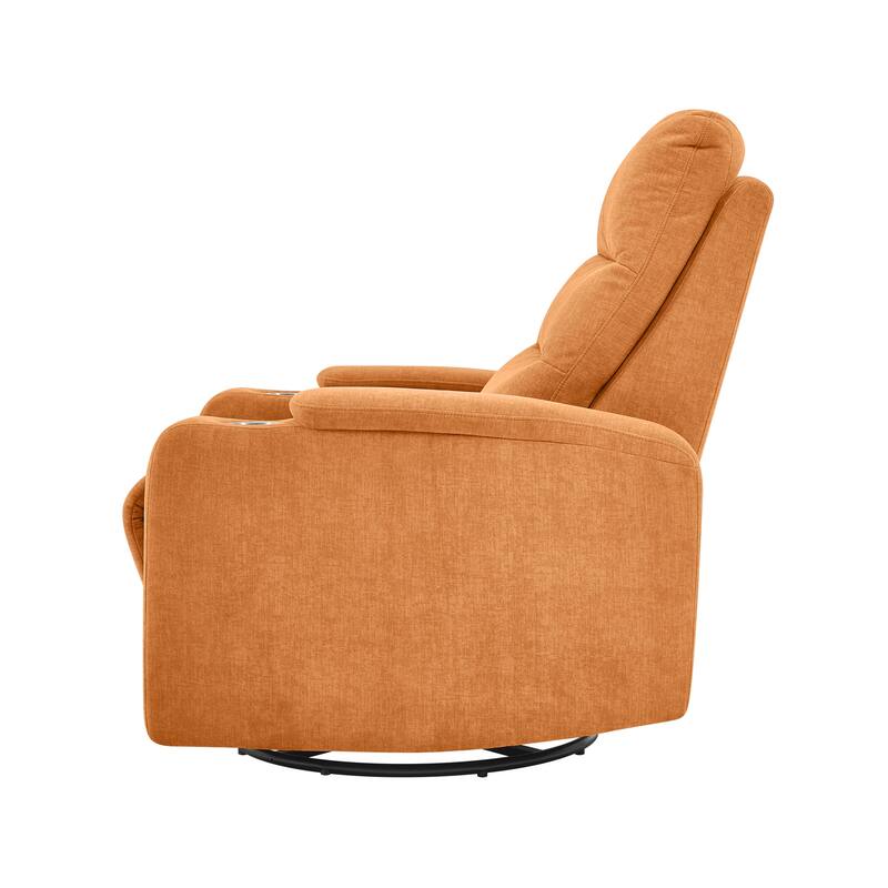 Swivel Rocking Recliner Sofa Chair With USB Charge Port & Cup Holder