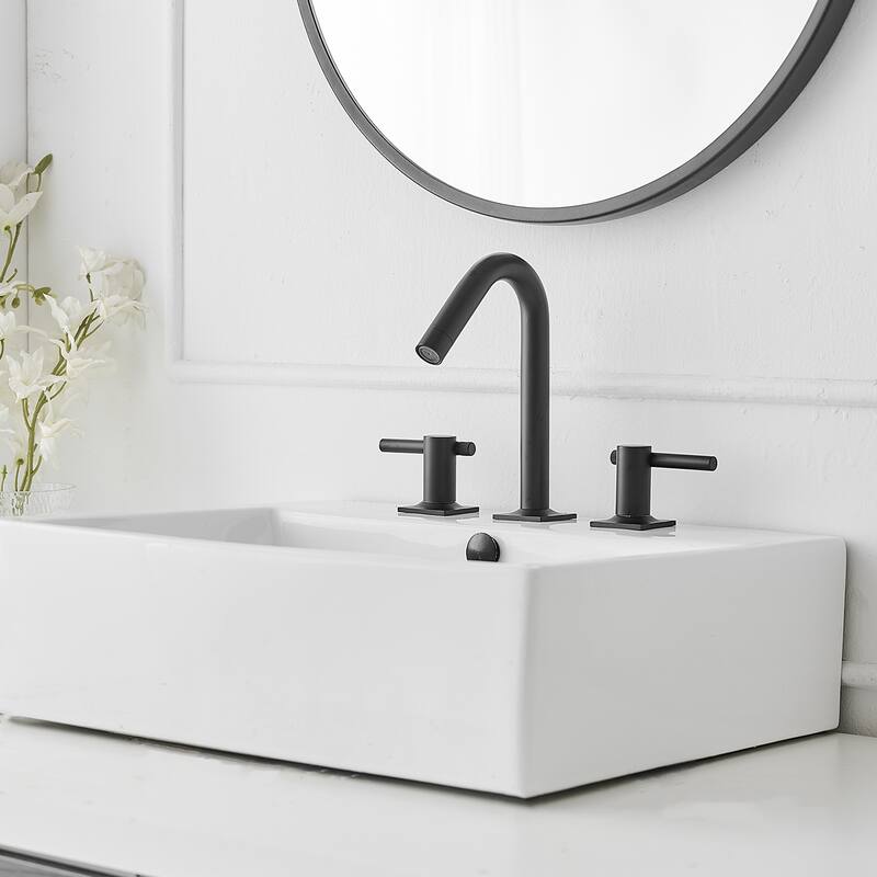 8 in. Widespread Bathroom Faucet Two Handle 3 Holes High-Arc Spout With Drain Assembly