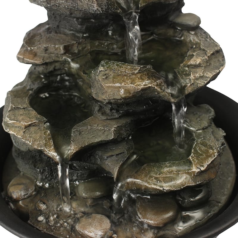 Spinning Orb Rock Cascading Indoor Tabletop Waterfall Fountain