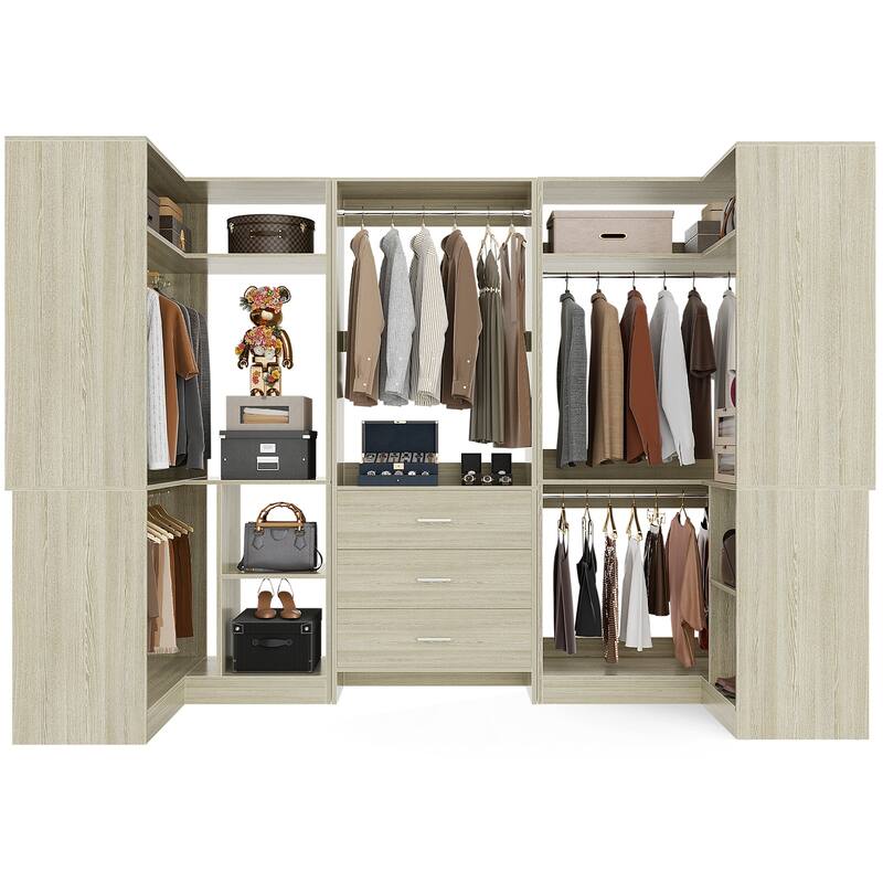 Cimly Set of 3 Closet Organizer with Drawers, U Shaped Freestanding Closet System