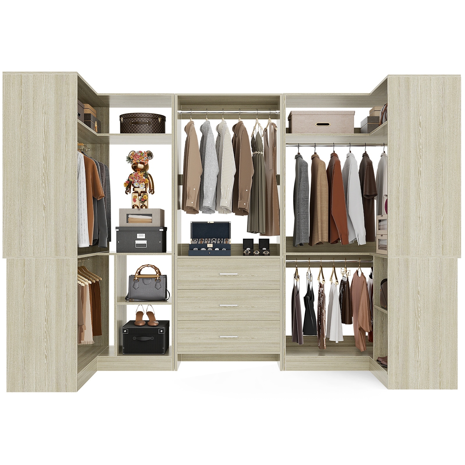 Cimly Set of 3 Closet Organizer with Drawers, U Shaped