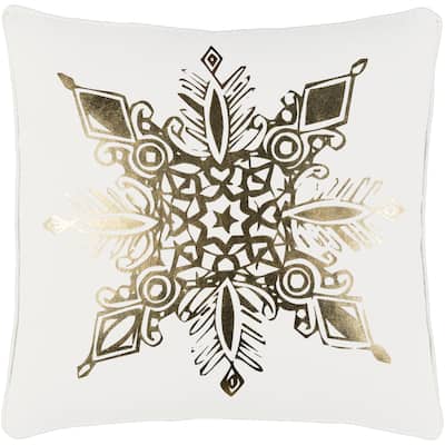 Singulis Snowflake Holiday White Feather Down or Poly Filled Throw Pillow 18-inch