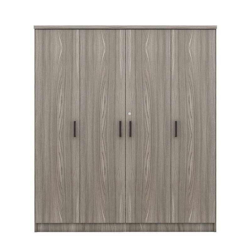4-Door Wardrobe with 1 Drawer, Gray