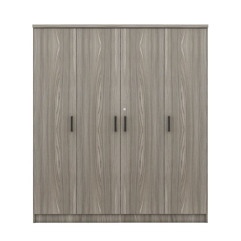 Modern Wardrobe with 4-Door and 1 Drawer, High Cabinet Closet, Tall Bedroom Armoires with Shelves and Hanging Rods for Bedroom
