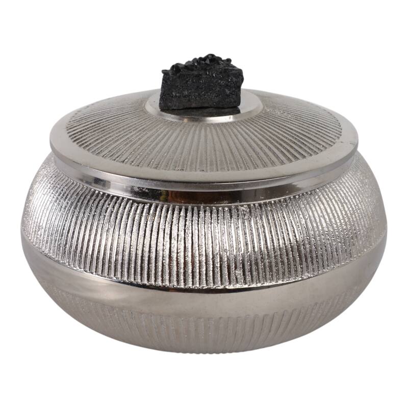 Aluminum Agate Decorative Object Stylish Lidded Textured Sculpture