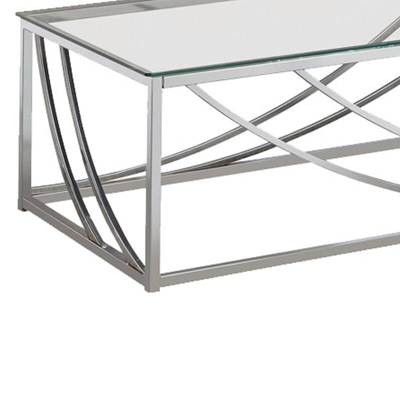 Tempered Glass Top Coffee Table with Metal Tubular Legs, Chrome and Clear